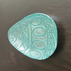 Easter, glass egg shaped teal plate